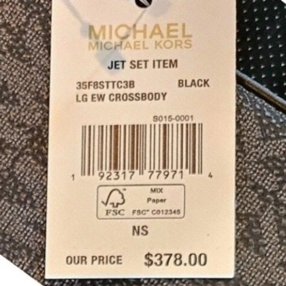 Michael Kors Jet Set Item Black Logo Crossbody Bag Purse‎ Handbag